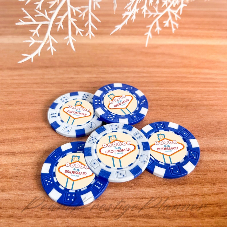 Pokermarker för bröllop i Las Vegas, pokermarker för marskalken i kasinot, present att vara min best man, frieripresent för brudtärnor, bröllopsgåvor bild 11