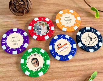 Benutzerdefinierte Foto-/Text-/Logo-Pokerchips, entwerfen Sie Ihr eigenes Pokerset, Souvenirs zum Firmenjubiläum, Hochzeitsgeschenke, Andenken an die Weihnachtsfeier