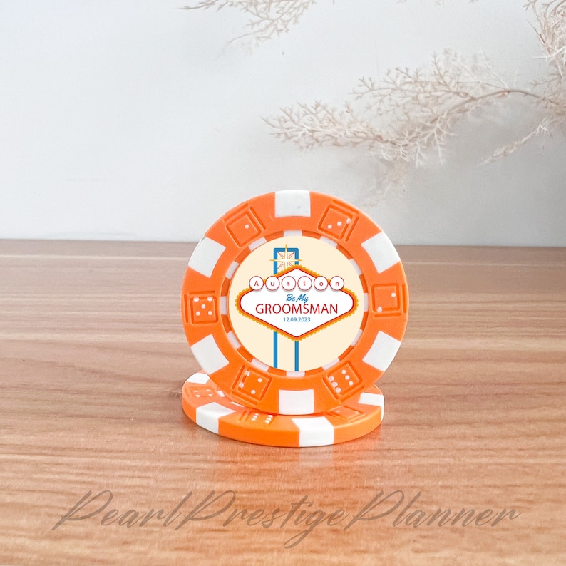 Pokermarker för bröllop i Las Vegas, pokermarker för marskalken i kasinot, present att vara min best man, frieripresent för brudtärnor, bröllopsgåvor bild 8