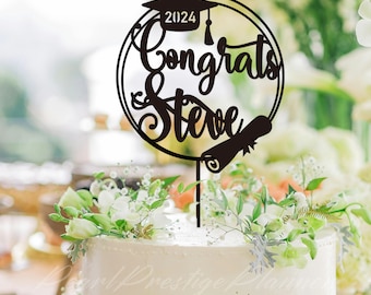 2026 Congrats Graduation Cake Topper, Personalized Graduation Name Cake Topper, Glitter College Cake Decor, Graduation Gift For Her Him
