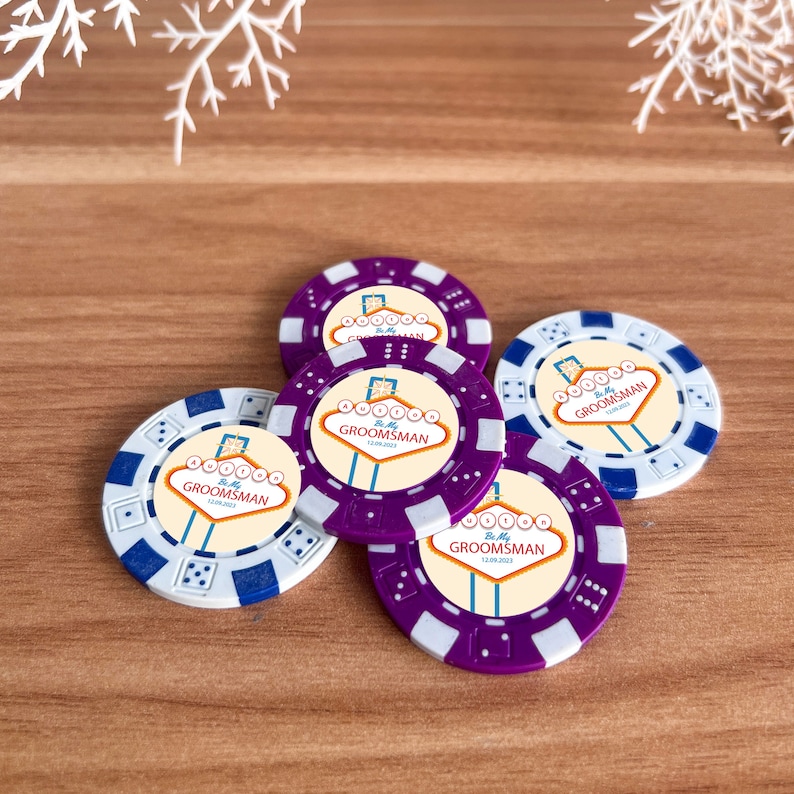 Pokermarker för bröllop i Las Vegas, pokermarker för marskalken i kasinot, present att vara min best man, frieripresent för brudtärnor, bröllopsgåvor bild 7