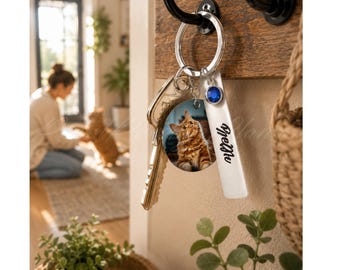 Personalized Pet Photo Keychain, Custom Dog Cat Picture Keychain, Pet Memorial Gift, Dog Lover Gift, Cat Lover Gift, Pet Loss Sympathy Gift