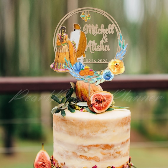 Traditional Indian Wedding Dress and Suit Ornament Personalized Indian Wedding Cake Topper Custom Your Hindu Wedding Cake Sign Etsy