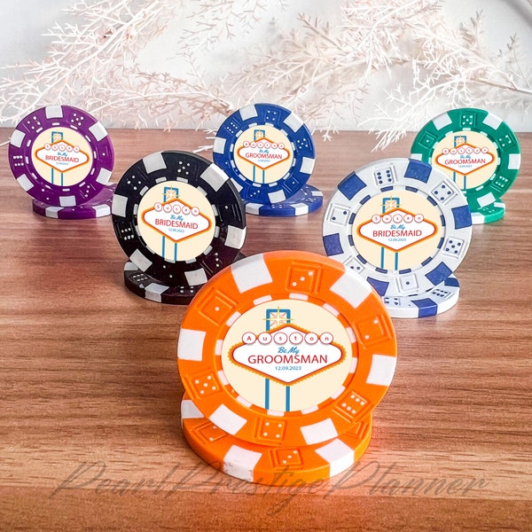 Las Vegas Wedding Poker Chips, Groomsman Casino Poker Chips, Be My Best Man Gift, Bridesmaid Proposal Gift, Wedding Favors