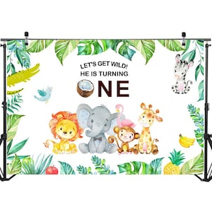Baby shower Backdrop, Wild One Banner, HUNTER Backdrop Jungle Safari Animals Birthday Photography,Kids First Birthday Party Backdrops