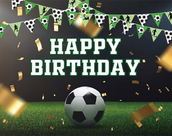World Cup Soccer Birthday Backdrop: Green Field, Vinyl Photo Prop