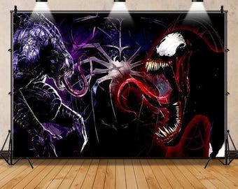 Fondo de cumpleaños de Venom: decoración de fiesta de superhéroes, accesorio para fotomatón