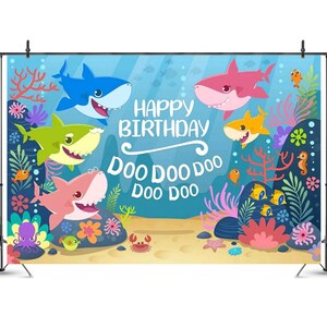 Pano de fundo de tubarão de desenho animado, pano de fundo para fotografia, cenário de fotografia de aniversário infantil, fundo de festa para estúdio fotográfico