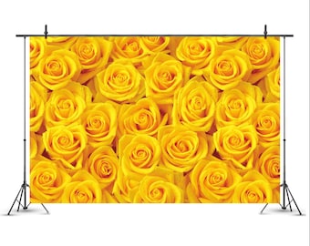 Fondo de boda con rosas amarillas: accesorio para fiesta de estudio fotográfico