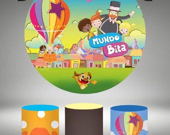 Fondo de Mundo Bita: Fotomatón de fiesta de cumpleaños con globos aerostáticos