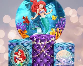 Fondo personalizado de La Sirenita: Decoración submarina para fiesta de cumpleaños