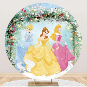 Princess Barbie Round Backdrop Circle Pink Wedding Photo Background Birthday Party Backdrop Cartoon Girl Photography Cover Baby Shower Decor