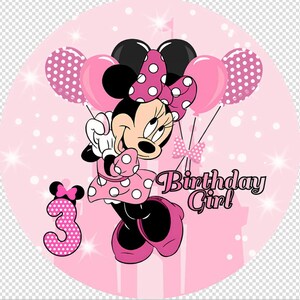 Pink Minnie Cartoon Round Backdrop Kids Photo Background Birthday Party Backdrop Cartoon Girl Photography Cover Baby Shower Decor