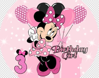 Pink Minnie Mouse Birthday Backdrop: Cartoon Girl Photo Cover