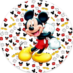 Mickey Mouse Cartoon Round Backdrop Kids Photo Background Birthday Party Backdrop Cartoon Girl Photography Cover Baby Shower Decor