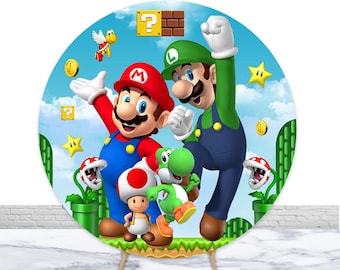 Fondo de cumpleaños de Super Mario Bros: accesorio para fotomatón de fiesta infantil