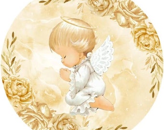 Sfondo per battesimo di una bambina angelo: Mi Bautizo, decorazioni per battesimo