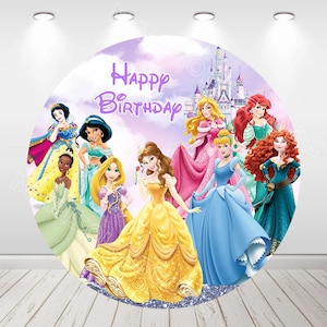 Princess Round Backdrop Pink Wedding Photo Background Happy Birthday Party Backdrop Cartoon Girl Photography Cover Baby Shower Decor