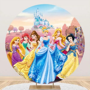 Cartoon Castle Princess Round Backdrop Wedding Photo Background Birthday Party Backdrop Cartoon Girl Photography Cover Baby Shower Decor