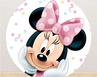 Minnie Mouse Round Backdrop, Kids Birthday Party Decor