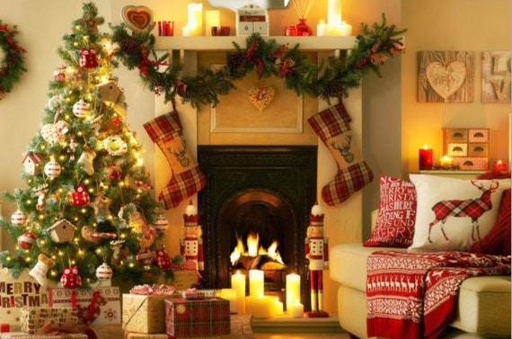 7X5FT CHRISTMAS WINDOW Backdrop Winter Xmas Tree Gifts Forest Scene - View #10