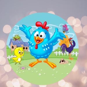 Cartoon Farm Animals Chicken Round Backdrop Kids Photo Background Birthday Party Backdrop Cartoon Girl Photography Cover Baby Shower Decor