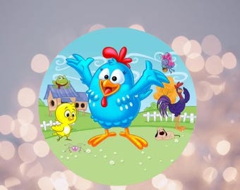 Fondo redondo de animales de granja de dibujos animados: decoración para fiesta de cumpleaños infantil