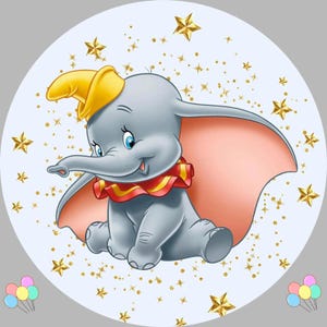 Cute Dumbo Round Backdrop Kids Photo Background Birthday Party Backdrop Cartoon Girl Photography Cover Baby Shower Decor