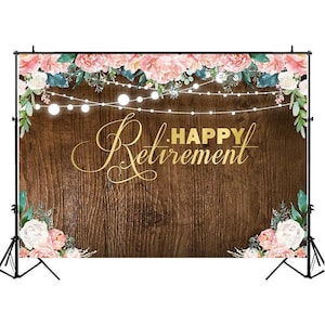 Happy Retirement Backdrop,Retirement Party Decoration Photograph, Background Cloth For Photograph, Party Background for Photo Studio Prop