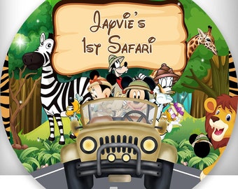 ミッキーマウス サファリ 背景：誕生日パーティー サークルカバー