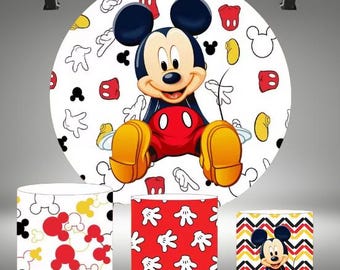 Mickey Mouse Round Backdrop: Kids Birthday Party Photo Decor