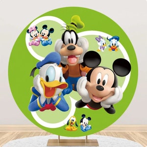 Mickey Mouse Donald Duck Round Backdrop Kids Photo Background Birthday Party Backdrop Cartoon Girl Photography Cover Baby Shower Decor