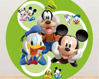 Mickey Mouse & Friends Round Backdrop: Birthday Party Photo Cover