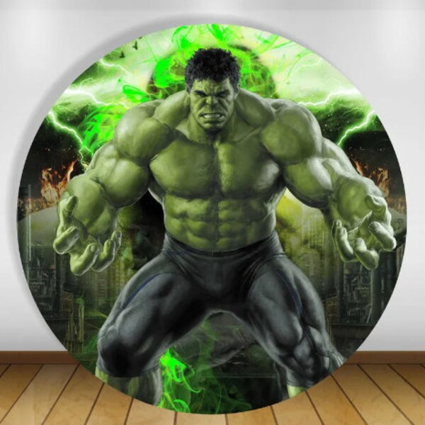 Green Superhero Hulk Circle Backdrop Monster Giant Baby Shower Kids Gift Boy Birthday Party Round Background Photo Studio Booth Props Banner