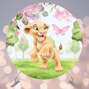Nala The Lion King Princess Cartoon Round Backdrop Kids Photo Background Birthday Party Backdrop Girl Photography Cover Baby Shower Decor