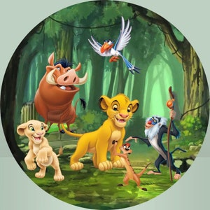 Lion King Ronde Achtergrond Dier Bekleding Stof Elastische Fotoachtergrond Verjaardagsfeestje Kinderen Geschenken