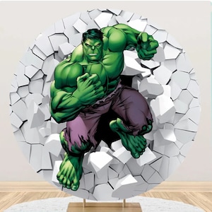 Hulk Smash Round Backdrop Movie Characters Boy Birthday Kids Gifts Party Photo Backdrop Superhero Theme Circle Cover Decoration Photo Prop