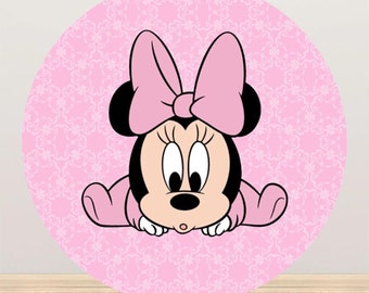 Minnie Mouse Round Backdrop, Girls Birthday Party Decoration