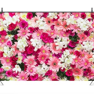 Wedding Backdrop,Pink Flowers Photograph Backdrop,Wedding Bridal Shower Booth Background,For Photo Studio