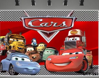 Cartoon Cars Backdrop Mcqueen Custom Disney Kids Boy 1st Birthday Party Decor Prop Baby Shower Photo Studio Photography Background