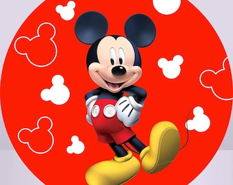 Mickey Mouse Pink Minnie Round Backdrop Disney Cartoon Circle Cover Photography Backdrop Baby Shower Background Birthday Party Decor