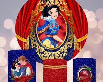 Fondo de fiesta de cumpleaños de Blancanieves: cubierta circular