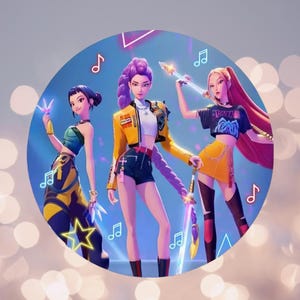 Kpop Demons Hunter Runda Bakgrunder Tecknad Baby Shower Flicka Födelsedagsfest Cirkel Bakgrundsomslag