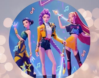 Fondos redondos de Kpop Demons Hunter para baby shower, fiesta de cumpleaños de niña, cubiertas de fondo circulares