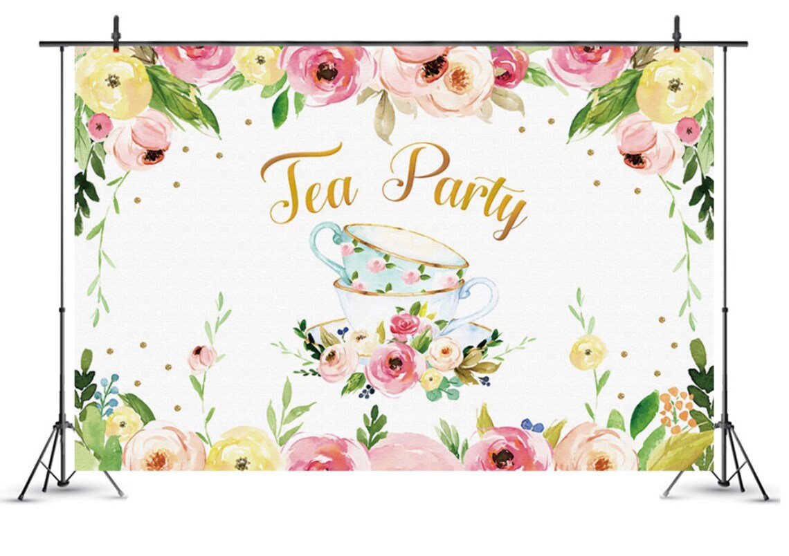 Tea Party Backdrop,flower Photograph Backdrop,babyshower Backdrop