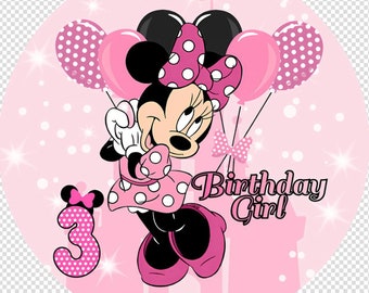 Pink Minnie Mouse Birthday Backdrop: Cartoon Girl Photo Cover