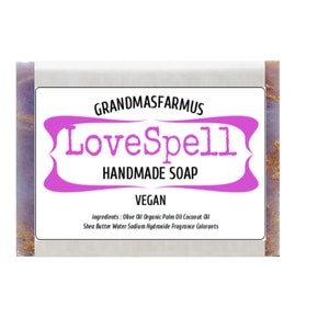 LoveSpell Handmade Soap Bar Vegan ,Olive Oil Soap, Shea Butter Soap, All Natural  Soap,Artisan Soap, Cold Process Soap Crafted
