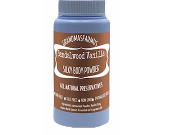 Sandalwood Vanilla Silky Body Powder - Talc Free, Handmade