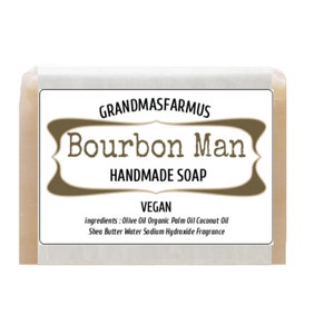 Bourbon Man Handmade Soap Bar Vegan ,Olive Oil Soap, Shea Butter Soap,All Natural  Soap,Artisan Soap, Cold Process Soap Crafted