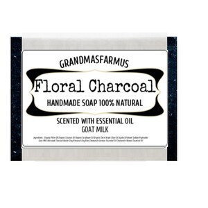 Floral Charcoal Handmade Soap Bar ,Olive Oil Soap, Shea Butter Soap All Natural  Soap, Artisan Soap, Cold Process Soap Crafted